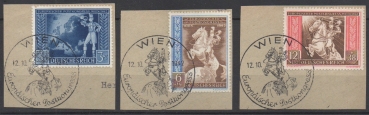 Michel Nr. 820 - 822, Postkongress auf Briefstück mit Ersttagsstempel.
